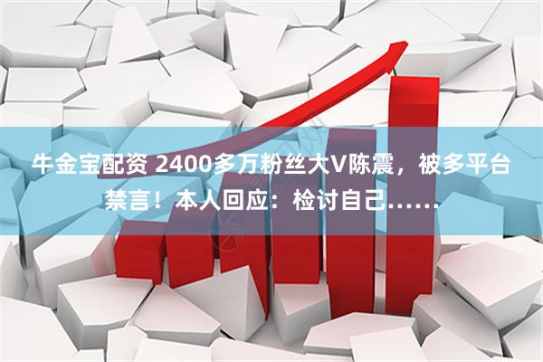 牛金宝配资 2400多万粉丝大V陈震，被多平台禁言！本人回应：检讨自己……